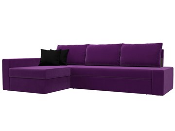 Угловой раскладной диван Версаль, Фиолетовый/Черный (микровельвет) в Перми