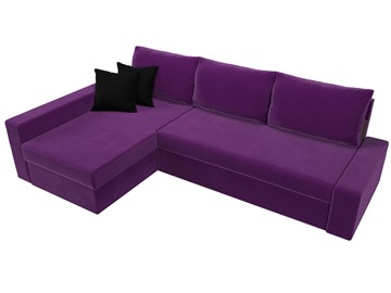 Угловой раскладной диван Версаль, Фиолетовый/Черный (микровельвет) в Перми - предосмотр 4