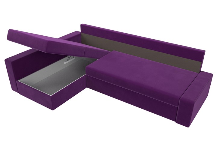 Угловой раскладной диван Версаль, Фиолетовый/Черный (микровельвет) в Перми - изображение 6