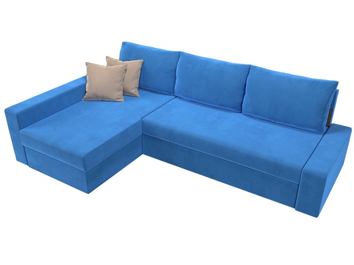 Угловой диван Версаль, Голубой/Бежевый (велюр) в Перми - изображение 4
