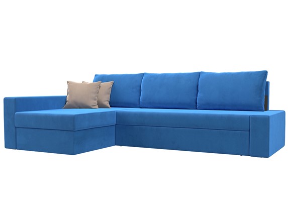 Угловой диван Версаль, Голубой/Бежевый (велюр) в Перми - изображение