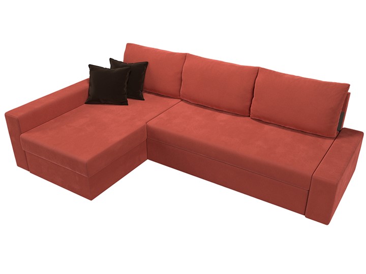 Угловой диван для гостиной Версаль, Коралловый/Коричневый (микровельвет) в Перми - изображение 4