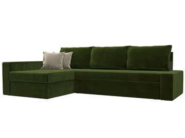 Угловой раскладной диван Версаль, Зеленый/Бежевый (микровельвет) в Перми - предосмотр