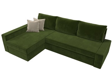 Угловой раскладной диван Версаль, Зеленый/Бежевый (микровельвет) в Перми - предосмотр 4