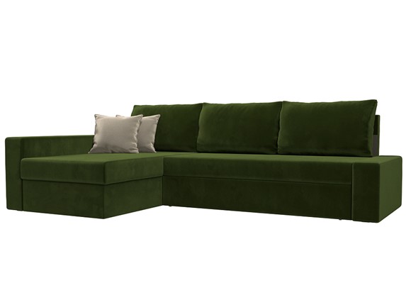 Угловой раскладной диван Версаль, Зеленый/Бежевый (микровельвет) в Перми - изображение