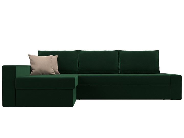 Угловой раскладной диван Версаль, Зеленый/Бежевый (велюр) в Перми - изображение 1