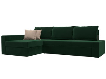 Угловой раскладной диван Версаль, Зеленый/Бежевый (велюр) в Перми - предосмотр