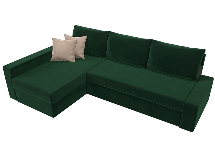 Угловой раскладной диван Версаль, Зеленый/Бежевый (велюр) в Перми - изображение 4