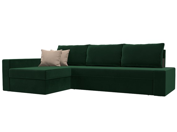 Угловой раскладной диван Версаль, Зеленый/Бежевый (велюр) в Перми - изображение