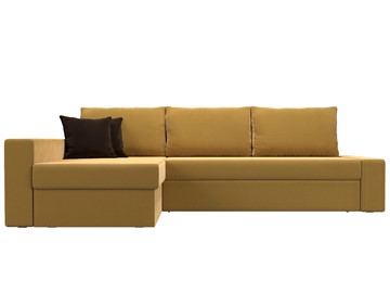 Угловой диван для гостиной Версаль, Желтый/Коричневый (микровельвет) в Перми - предосмотр 1