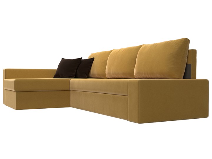 Угловой диван для гостиной Версаль, Желтый/Коричневый (микровельвет) в Перми - изображение 2