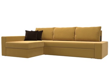 Угловой диван для гостиной Версаль, Желтый/Коричневый (микровельвет) в Перми - предосмотр