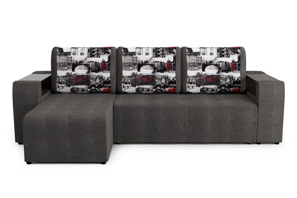 Угловой диван Версаль СК 2Т-1Пф/1Пф-2Т, Амстердам графит+савана грей в Перми - изображение