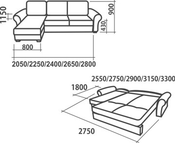 Угловой диван Аккордеон-1, 330 (круглые подлокотники) с коробом, НПБ в Перми - предосмотр 1