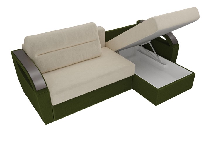 Угловой диван Форсайт, бежевый/зеленый (микровельвет) в Перми - изображение 3