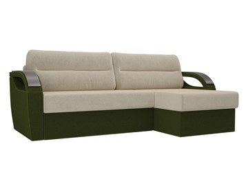 Угловой диван Форсайт, бежевый/зеленый (микровельвет) в Перми - предосмотр