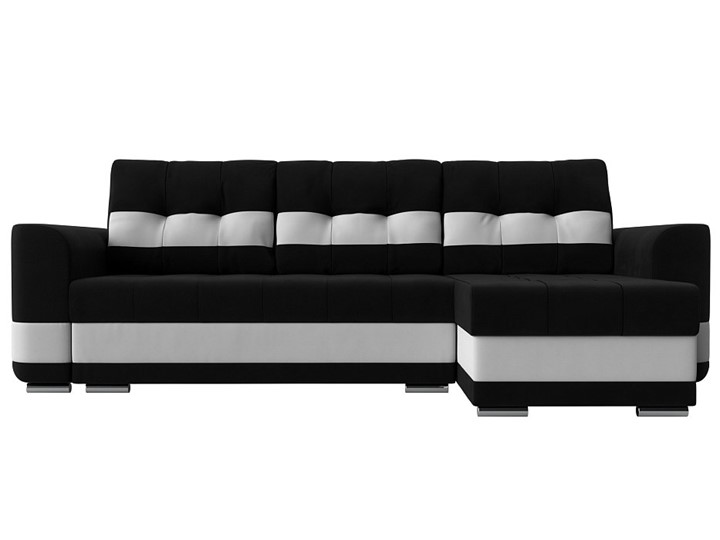 Угловой диван Честер, Черный/белый (вельвет/экокожа) в Перми - изображение 1