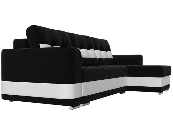 Угловой диван Честер, Черный/белый (вельвет/экокожа) в Перми - изображение 2