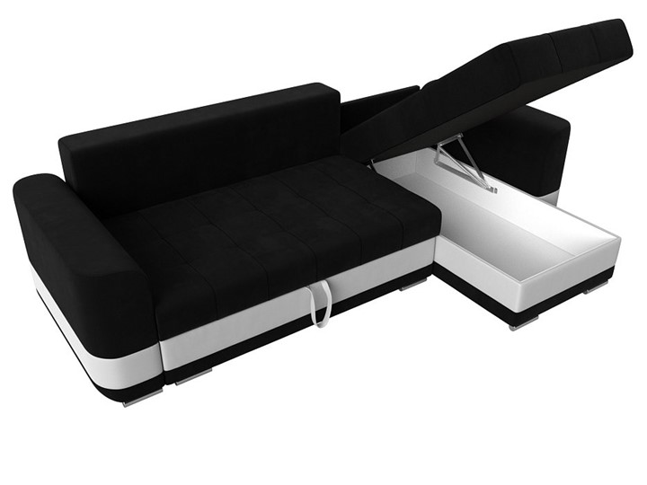 Угловой диван Честер, Черный/белый (вельвет/экокожа) в Перми - изображение 5