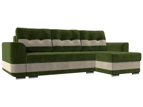 Угловой диван Честер, Зеленый/бежевый (вельвет) в Перми - изображение