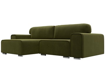 Угловой раскладной диван Лига-029, Зеленый (Микровельвет) в Перми