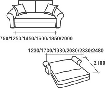 Прямой диван Аккордеон-1, 140 (круглые подлокотники), Элакс в Перми - предосмотр 2