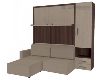 Кровать-шкаф Кровать-трансформер Smart (ШП+КД 1600+Пуф), шкаф правый, левый подлокотник в Перми