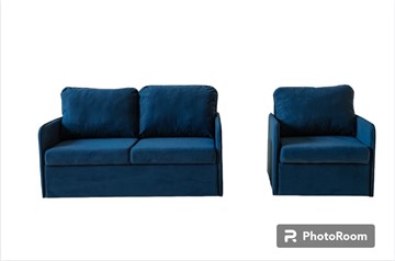 Мебельный набор Амира синий диван + кресло в Перми