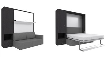 Кровать-шкаф Кровать-трансформер Smart (ШЛ+КД 1400), шкаф левый, правый подлокотник в Чайковском