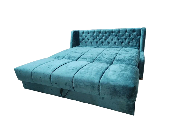 Прямой диван Аккордеон-Кровать 1,55 с каретной утяжкой, полоска (ППУ) в Перми - изображение 4