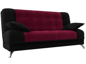 Прямой диван Анна, Бордовый/Черный (микровельвет) в Перми