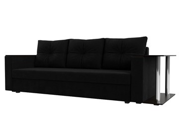 Прямой диван Атланта лайт со столом, Черный (микровельвет) в Перми - предосмотр