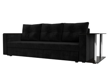 Прямой диван Атланта лайт со столом, Черный (Велюр) в Перми - предосмотр