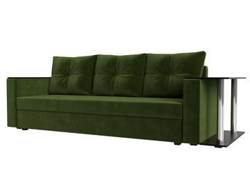 Прямой диван Атланта лайт со столом, Зеленый (микровельвет) в Перми - предосмотр