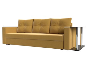 Прямой диван Атланта лайт со столом, Желтый (микровельвет) в Перми - предосмотр