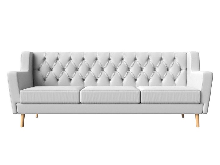 Прямой диван Брайтон 3 Люкс, Белый, без механизма (Экокожа) в Перми - изображение 1