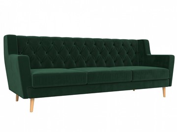 Прямой диван Брайтон 3 Люкс, Зеленый, без механизма (велюр) в Перми - предосмотр