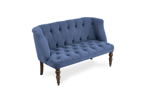 Прямой диван Бриджит синий ножки коричневые в Перми - изображение