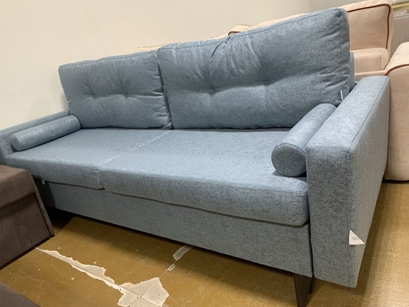 Прямой диван Фидэль 2Soil 13 серо голубая рогожка в Перми - изображение