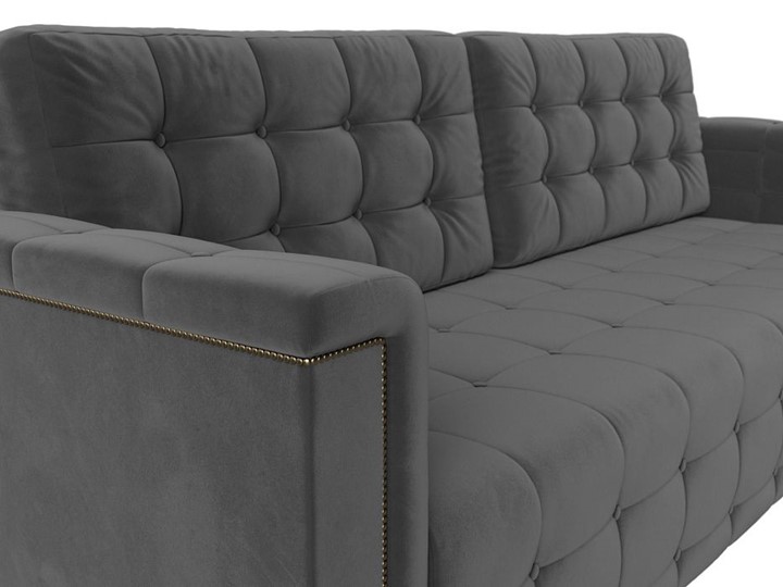 Прямой диван Лига-002 НПБ, Серый (велюр) в Перми - изображение 5