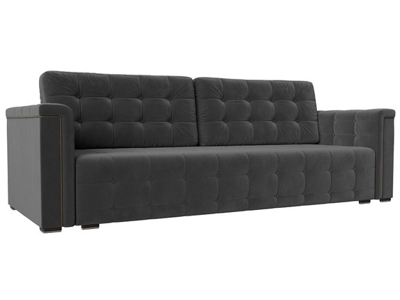 Прямой диван Лига-002 НПБ, Серый (велюр) в Перми - изображение