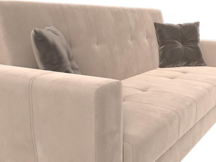 Прямой диван Лига-016, Бежевый\Коричневый (велюр) в Перми - изображение 5