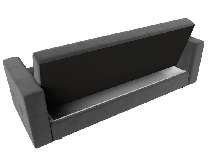 Прямой диван Лига-016, Серый\Черный (велюр) в Перми - изображение 3
