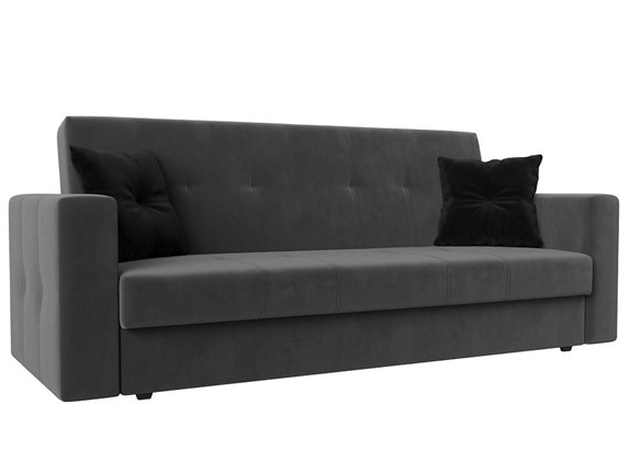 Прямой диван Лига-016, Серый\Черный (велюр) в Перми - изображение