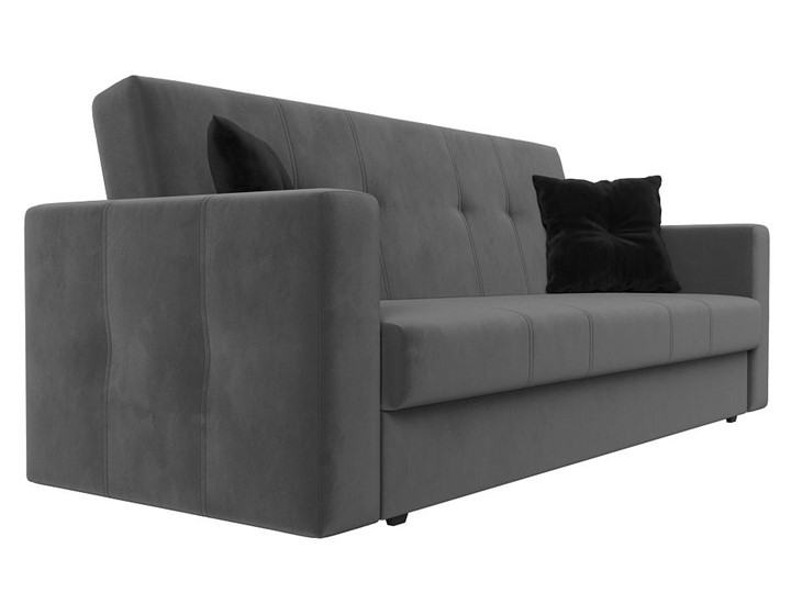 Прямой диван Лига-016, Серый\Черный (велюр) в Перми - изображение 6
