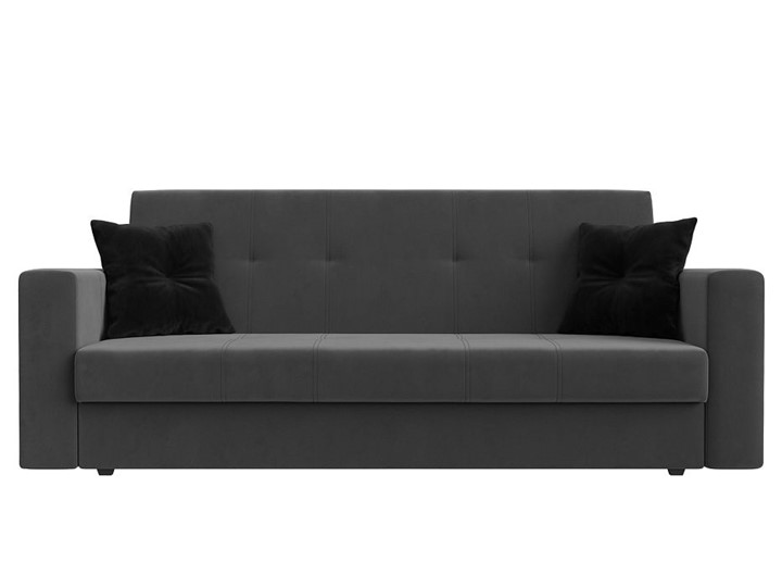 Прямой диван Лига-016, Серый\Черный (велюр) в Перми - изображение 7