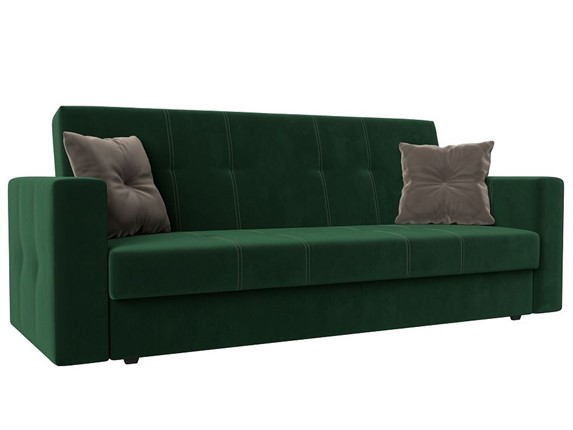 Прямой диван Лига-016, Зеленый\Коричневый (велюр) в Перми - изображение