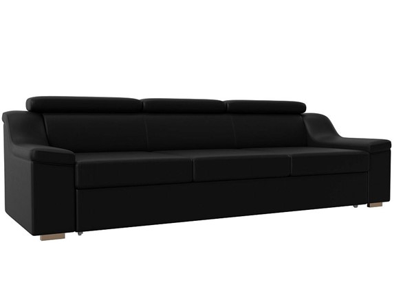 Прямой диван Линдос, Черный (Экокожа) в Перми - изображение