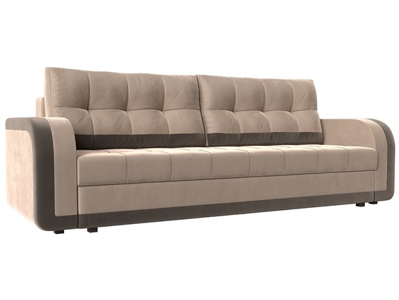 Прямой диван Марсель, Бежевый/коричневый (велюр) в Перми - изображение