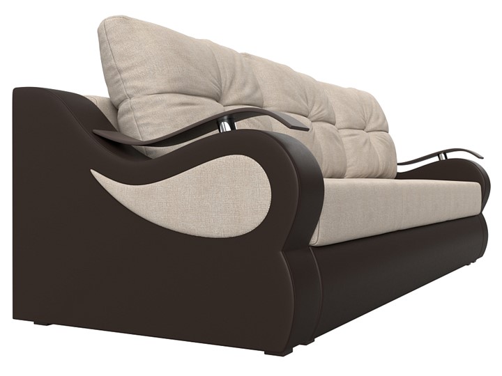 Прямой диван Меркурий еврокнижка, Бежевый/коричневый (рогожка/экокожа) в Перми - изображение 2